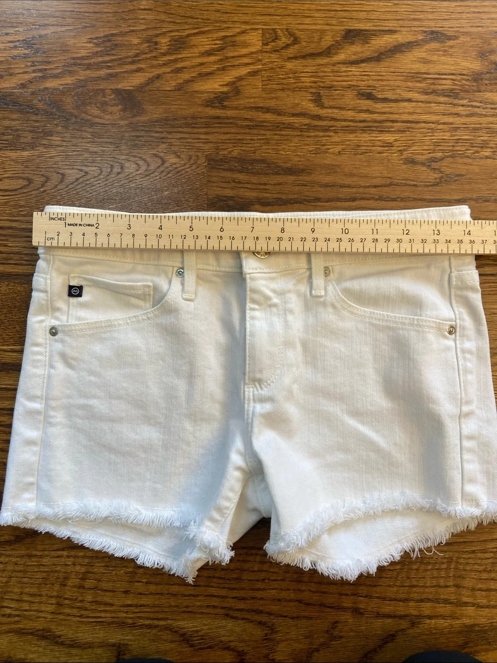 AG Adriano Goldschmied Women's White Denim‎ Cutoff Jean Shorts - Size 25, Summer